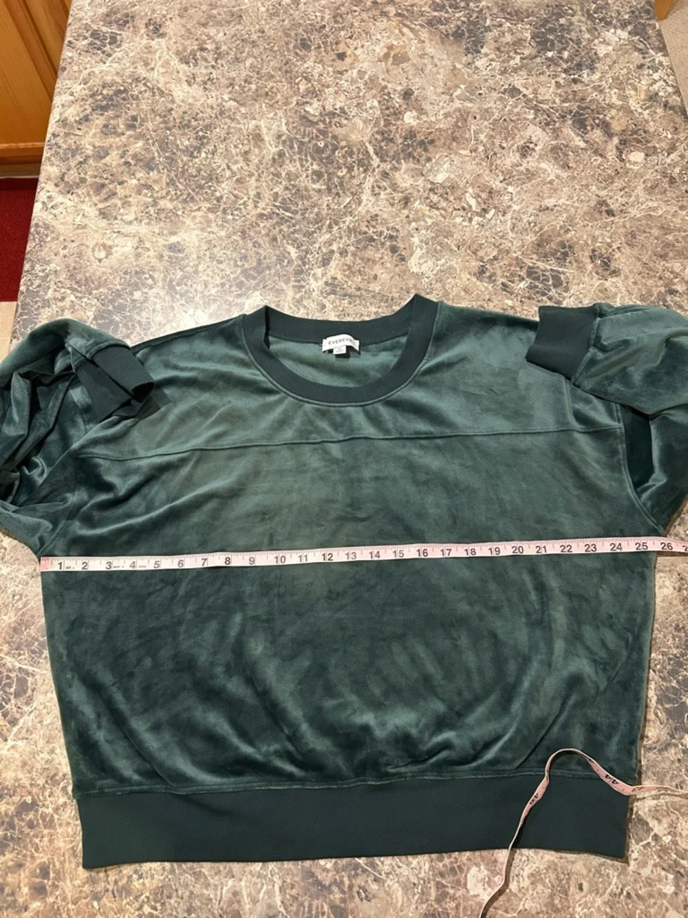 Evereve Velvet Pullover Sweater Green XL